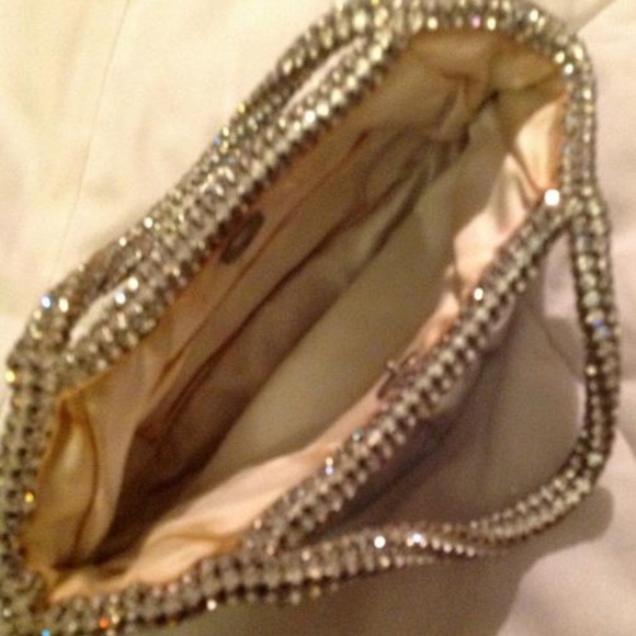 Judith Leiber Rhinestone Silver Leather Clutch 7" - Picture 2 of 5